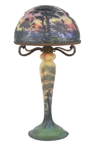 FINE DAUM NANCY SUNSET CAMEO GLASS LAMP.