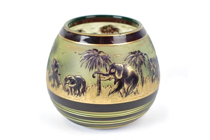 SIGNED MOSER OVERLAY CAMEO VASE.