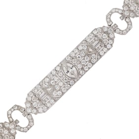 ART DECO PLATINUM DIAMOND BRACELET, 2.0 CT. CENTER.