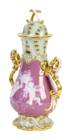 MINTON PATE-SUR-PATE DOUBLE HANDLED VASE.