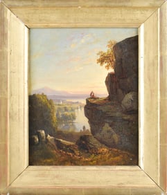 19TH C. OIL, SQUAM LAKE NH, A.H. WYANT ATTRIB.