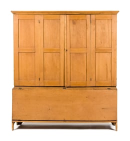 19TH C. SHAKER TWO PART CUPBOARD.
