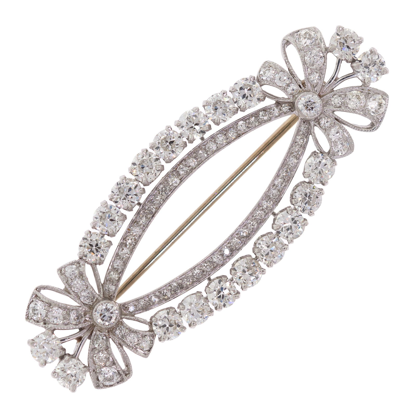 EDWARDIAN PLATINUM DIAMOND BAR PIN. (1 of 5)
