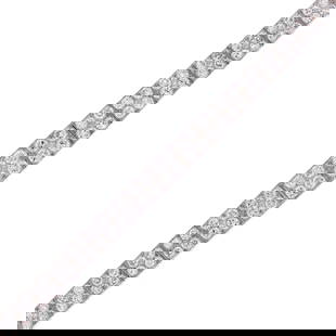 BOUCHERON PLATINUM 5.0 CT. TW. DIAMOND BRACELET.: An antique Boucheron signed, platinum (tested) bracelet set with approx. 5.0 ct. tw. mixed full cut and single cut round, natural diamonds of G-H color and VS clarity, tapers from 7 to 4 mm wide, appr
