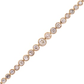 18K GOLD 8.0 CT. TW. OLD MINE CUT DIAMOND BRACELET.