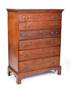 18TH C. AMERICAN CHIPPENDALE CHERRY TALL CHEST.