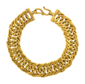 WIDE 18K GOLD BRACELET, 44.8 GRAMS.