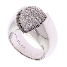 ITALIAN ENIGMA 18K GOLD DIAMOND DESIGNER RING.