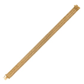 VINTAGE 18K YELLOW GOLD MESH LINK BRACELET.