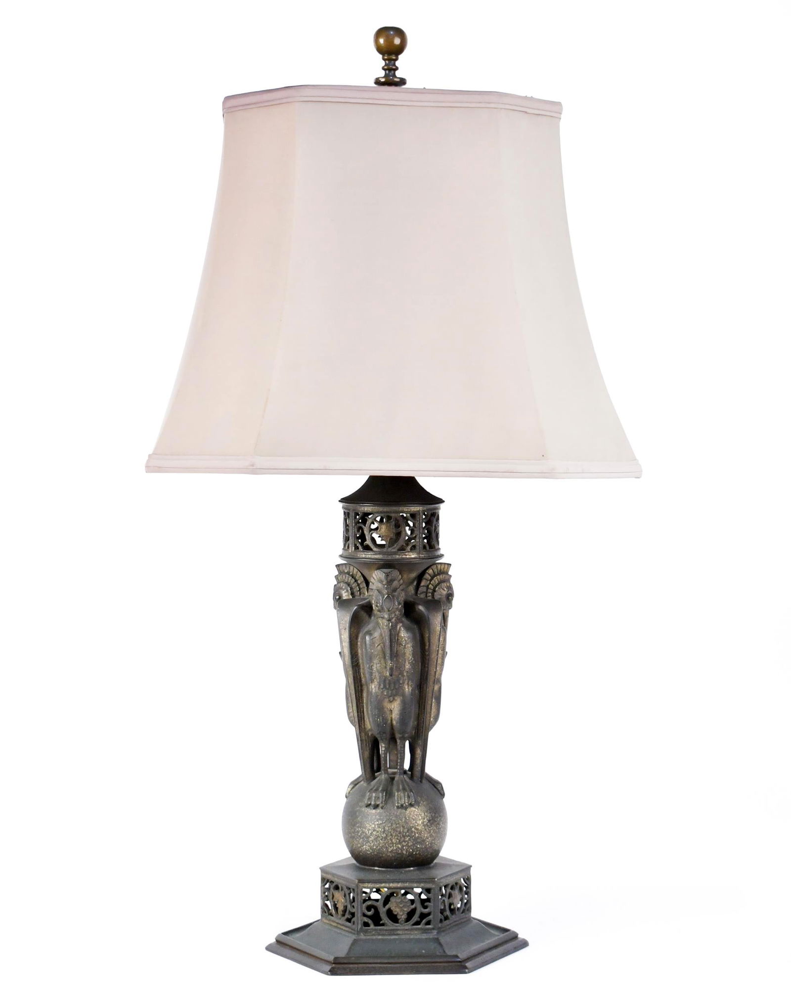 RARE OSCAR BACH BIRD FORM BRONZE LAMP. (1 of 11)