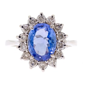 14K GOLD 2.0 CT. TANZANITE & DIAMOND RING.