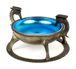 OSCAR BACH STEUBEN BRONZE CIGAR TRAY.