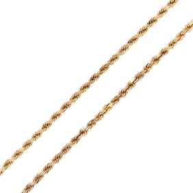 14K GOLD SOLID ROPE CHAIN NECKLACE.