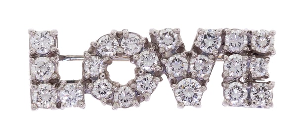 TIFFANY & CO. DONALD CLAFLIN PLAT. DIAMOND LOVE PIN.