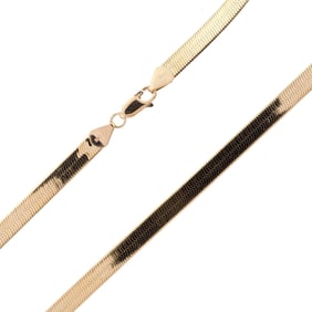 14K YELLOW GOLD HERRINGBONE NECKLACE.