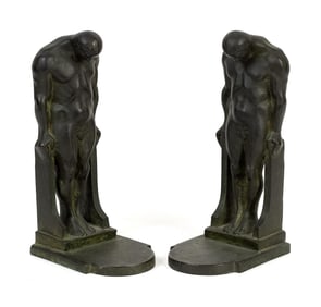 PR. OSCAR BACH ATLAS BRONZE BOOKENDS.