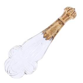 ANTIQUE DUTCH 14K GOLD & CRYSTAL PERFUME BOTTLE.