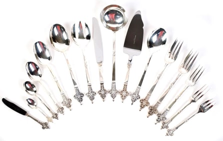 CHRISTOFLE FRENCH STERLING FLATWARE SET, RENAISSANCE