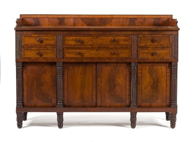 19TH C. VIRGINIA SHERATON MAHOGANY SIDEBOARD.