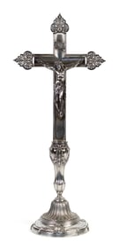 19TH C. EUROPEAN SILVER ALTAR CROSS.