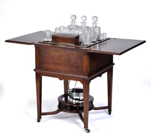 ANTIQUE OAK MAPPIN & WEBB METAMORPHIC DRY BAR.