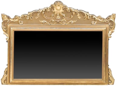 19TH C. LARGE CLASSICAL OVER MANTLE MIRROR.
