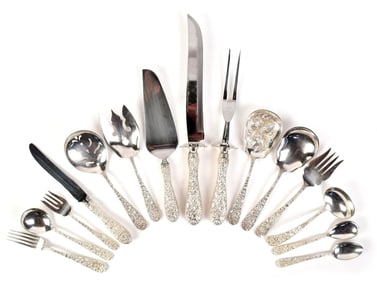 STIEFF STERLING FLATWARE SET, ROSE PATTERN.