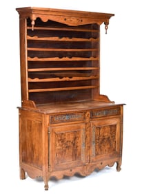 18TH C. FRENCH FRUITWOOD BUFFET CUPBOARD.