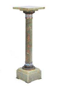 19TH C. ONYX, BRONZE, AND CHAMPLEVE PEDESTAL.