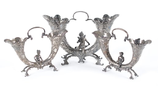 GERMAN SILVER CORNUCOPIA CENTERPIECE.