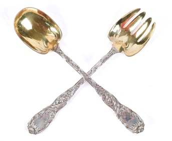 TIFFANY & CO. STERLING CHRYSANTHEMUM SALAD SET.