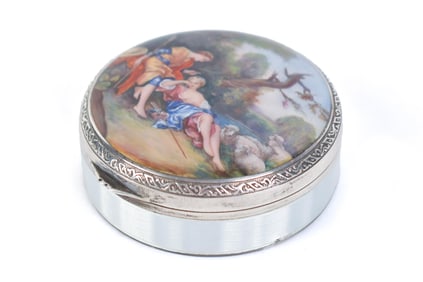 19TH C. FRENCH SILVER ENAMEL BOX.