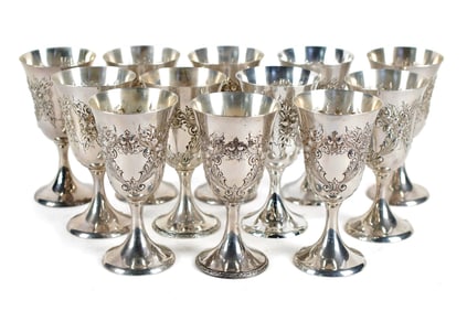 WHITING STERLING GOBLETS, SET OF TWELVE.