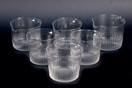 SET OF SIX GEORGIAN WINE GLASS RINSERS.