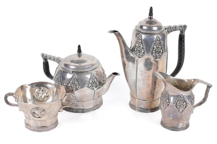 ARTS AND CRAFTS GERMAN SILVER TEASET.