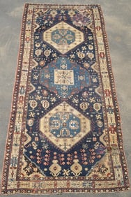 ANTIQUE CAUCASIAN HALL RUNNER RUG.
