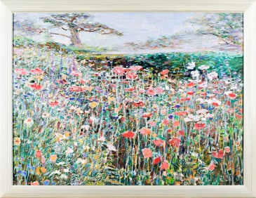 LAU CHUN OIL ON CANVAS, POPPY FIELD.