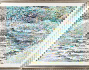 LAU CHUN OIL ON CANVAS, LOTUS POND.