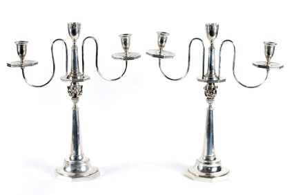 PR. DAVID GOTTLIEB RAUDNER SILVER CANDELABRAS.