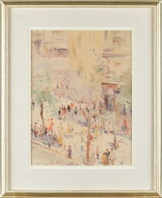 MID 20TH C. WATERCOLOR, STREET SCENE.