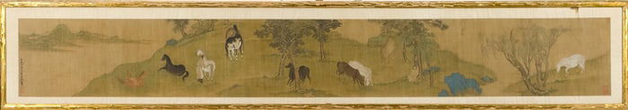 ANTIQUE SIGNED CHINESE PANORAMIC WATERCOLOR ON SILK.