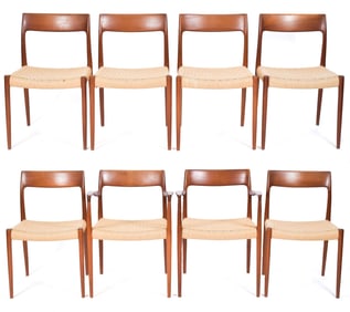 8 NIELS OTTO MOLLER FOR J.L. MOLLER DINING CHAIRS.