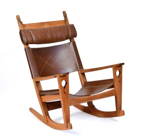 VINTAGE HANS WEGNER GE-673 STYLE ROCKING CHAIR.