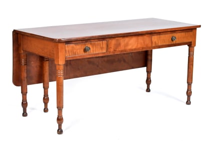 FEDERAL TIGER MAPLE/CHERRY WORK TABLE.