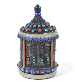 CHINESE ENAMELED SILVER BOX.