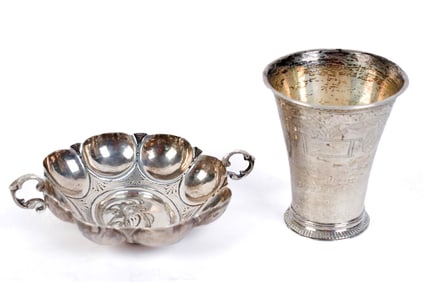 17TH/18TH C. GERMAN STERLING, 2PCS.