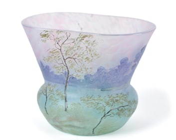 LEGRAS CAMEO GLASS VASE, SPRING.