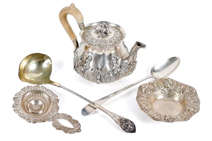 ANTIQUE SILVER AND STERLING, 5PCS.