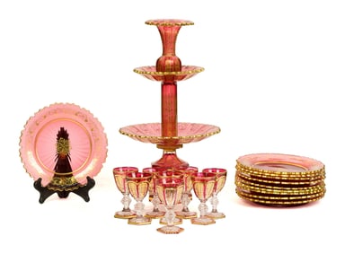 ANTIQUE GILT DECORATED BOHEMIAN GLASS.