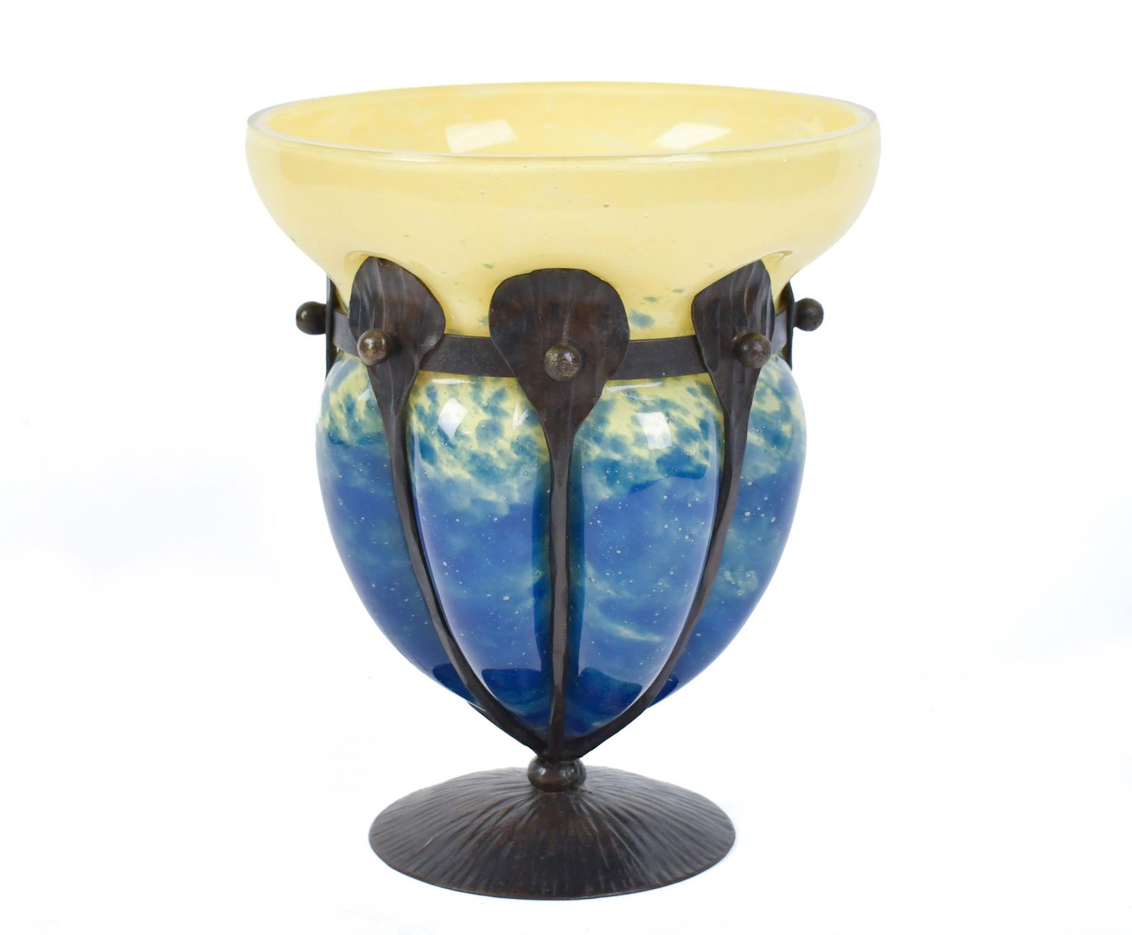 ART DECO SCHNEIDER BRONZE AND ART GLASS VASE. (1 of 9)